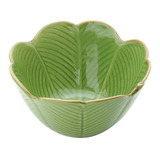Centro De Mesa Decorativo De Ceramica Banana Leaf Verde 16x8