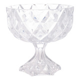 Centro De Mesa Fruteira De Cristal Com Pé Deli Diamond 18cm Cor Transparente