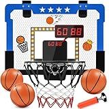 Cesta De Basquete Interna Para Crianças, Mini Cesta De Basquete Com Placar Eletrônico Duplo E Luz Led, Presentes De Basquete Acima Da Porta, Brinquedos Para Meninos De 12 Anos (azul Leste)