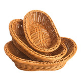 Cesta Vime Ratan Plastico Oval Mesa Cesto Para Pao 3 Peças