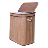 Cesto De Roupa De Bambu Com Tampa 32x52x60cm Mimo Style