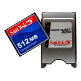 Cf Cartão Memória Compact Flash 512 Mb + Adaptador Pcmcia