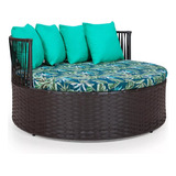 Chaise Redonda Fibra Junco Sintético C  Proteção Sol E Chuva