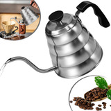 Chaleira Bico De Ganso Inox Chá Leite Café Pescoço Prateado