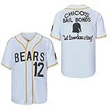 Chaorunmaoyi Camiseta Masculina #12 Tanner Boyle Bad News Bears 1976 Chico's Bail Bonds Movie Baseball Jersey Costurada, Branco, G