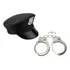 Chapéu Boina Quepe Policial + Algema Festa Fantasia Infantil Cor Preto
