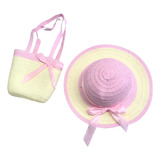 Chapéu De Palha Infantil Com Bolsa Praia Piscina