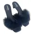 Chinelo De Quarto Feminino Com Salto E Plumas  Pelos  Pele