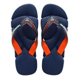 Chinelo Havaianas Azul Com Laranja Power Lançamento Verao Nf