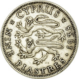 Chipre 45 Piastres 1928 Prata - 26,1 Gramas