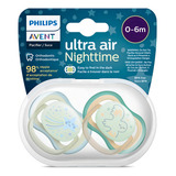 Chupeta Avent Ultra Air Brilha Escuro 0 6 Meses Menino Azul Cor Neutra