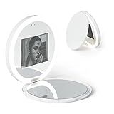 Chusui Espelho Compacto De Viagem Com Câmera Para Teste De Protetor Solar  Espelho Iluminado Portátil Com Ampliação 2X Para Bolso De Bolsa CL