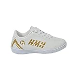Chuteira Infantil Futsal Tenis Premium Original Hmx Haymax Cor:branco+dourado;tamanho:30