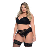 Cinta Liga Plus Size De Renda Com 4 Presilhas Xgg Lingerie