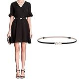 Cinto Feminino Skinny, Macio, De Couro Legítimo, Vestido Fino, Moderno, Cinto, Dourado, Sólido, Em Forma De Pérola, Fivela Na Cintura, Preto, Tamanho único