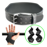 Cinturão Couro   Fita Strap Par Academia Agachamento Fitness