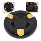 Cinzeiro Redondo Para 3 Charutos Preto Com Detalhes Dourado Cor Redondo Preto Com Dourado