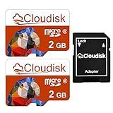 Cloudisk Pacote Com 2 Cartões Micro Sd De 2 Gb, Cartão De Memória Microsd C6 Parrot-prime Com Adaptador Sd (2 Gb)