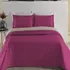 Cobre Leito Casal Queen 3 Pçs - Colcha Dupla Face Com Vies Cor Pink