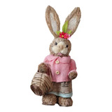 Coelho Palha Femea C roupa Rosa 45cm