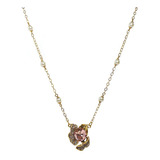 Colar Armazem Rr Bijoux Flor Cristal Swarovski Rosa Dourado