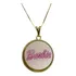 Colar Barbie Pingente Medalha Em Madreperola Folheado A Ouro
