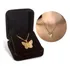 Colar Borboleta Zircônia Dourado Feminino C/ Caixa De Veludo