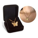 Colar Borboleta Zirconia Dourado