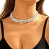 Colar Choker Gargantilha Riviera Strass Brilho Branca Luxo