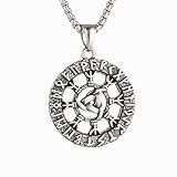 Colar Com Logotipo De Runa Viking Norueguesa Com Triângulo Celta, Material De Aço Inoxidável 316l, Design Oco Circular, Corrente De Pérola Quadrada De Aço Inoxidável Prateado, Masculino E Feminino,