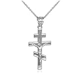 Colar Com Pingente De Crucifixo De Cruz Ortodoxa Russa Prata Esterlina Fdj 925 Religious Jewelry Prata