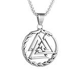 Colar Com Pingente Triangular Celta Viking Da Noruega Circular Circular Masculino E Feminino, Aço Inoxidável 316l, Corrente Quadrada De Pérola De Aço Inoxidável Prateado, Joia Vintage Nórdica,