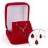 Colar Conjunto Feminino De Gota Vermelho Brinco Prata 925 