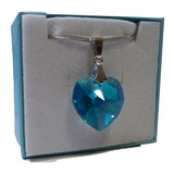 Colar Coração Cristal Swarovski Blue Zircon Boreal 1,8 Cm