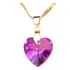 Colar Coração Folheado Ouro Cristal Swarovski Várias Cores