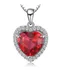 Colar Cordão Feminino Coração Amor Pedra Rubi Prata 925