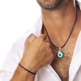 Colar Couro Masculino Olho