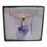 Colar Cristal Swarovski Tanzanite Ab 1,4cm Folheado A Ouro