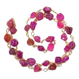 Colar De Agata Rosa