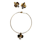 Colar De Orquidea Dourada