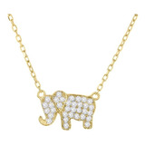 Colar De Ouro Feminino Elefante Brilhante De Diamantes Luxo