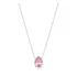 Colar De Prata Solitário Gota Cristal Rosa Prata Rara
