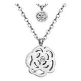 Colar Duplo Flor Rosa