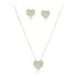 Colar E Brinco Conjunto Coração Cravejado Folheado Ouro 18k