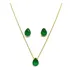 Colar E Brinco Conjunto Gota 8x10 Banhado A Ouro 18k
