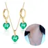 Colar E Brinco Coração Banhado Ouro 18k Conjunto Vermelho