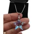 Colar Estrela Cristal Swarovski Blue Boreal 2,8 Cm Em Ródio
