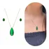 Colar Feminino Com Brincos Gota Verde Folheado A Ouro 18k 