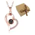 Colar Feminino Coração Eu Te Amo Em 100 Idiomas Com Caixinha Cor Rose Gold