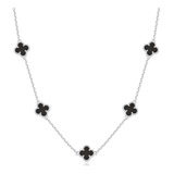 Colar Feminino De Prata 925 Trevos E 45cm Unissex Cor Ônix